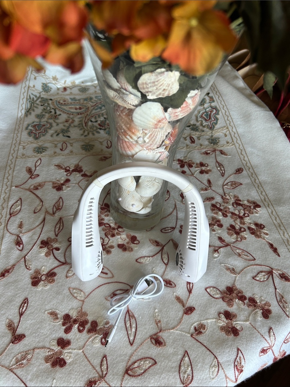 Portable White Neck Fan - Hands-Free Cooling